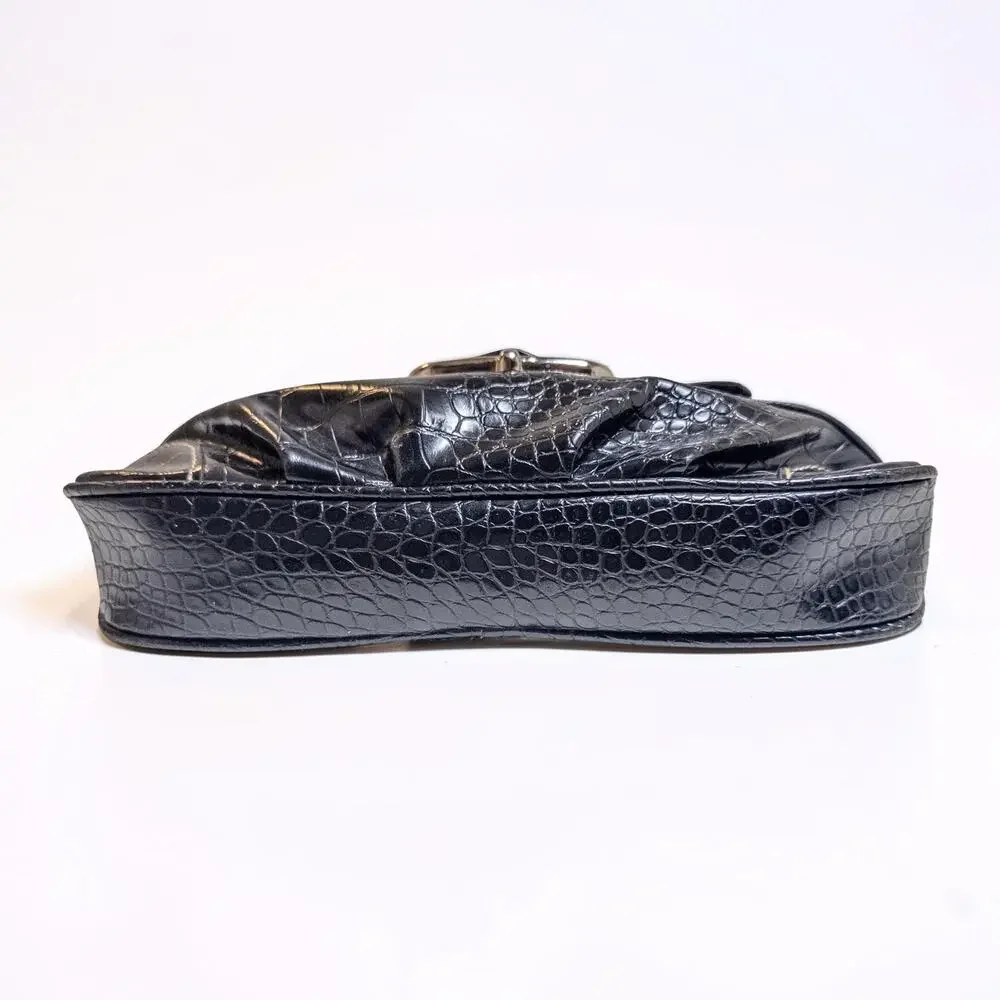 Y2K Apt. 9 Black Croc Embossed Buckle Shoulder Bag